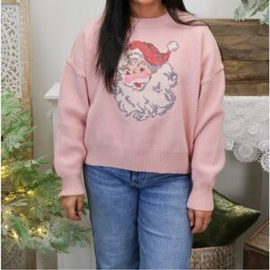 Peach Love Pink Vintage Inspired Santa Sweater